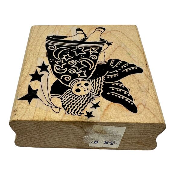A Stamp In The Hand Angel with Stars Wood Mounted Rubber Stamp Vintage 1994 - Picture 4 of 6